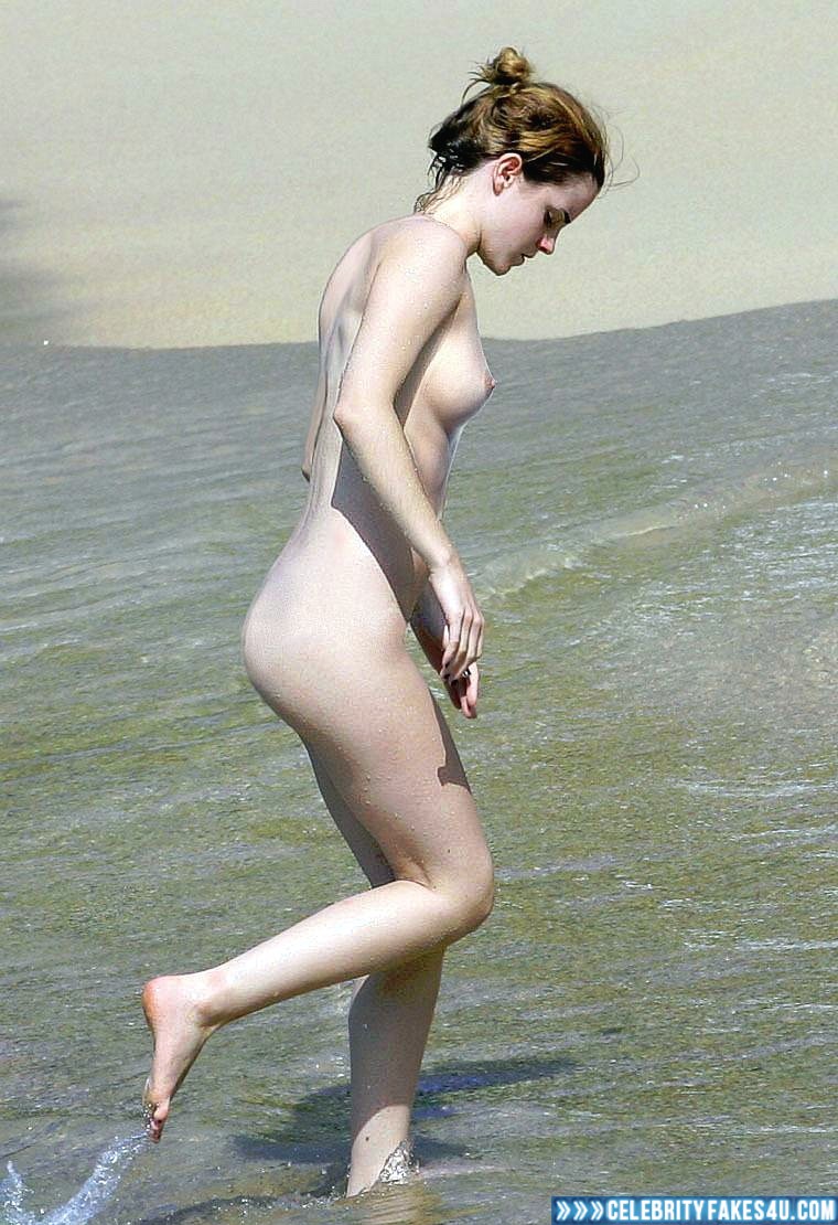 Emma Watson Beach Side Boob Porn Fake 001