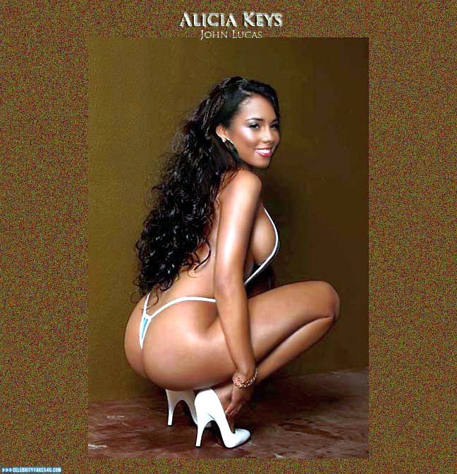 Alicia Keys Fake, Ass, Heels, Nude, Sideboob, Thong, Tits, Porn