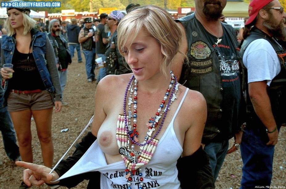 Allison Mack Fake, Blonde, Flashing Tits, Horny, Public, Porn