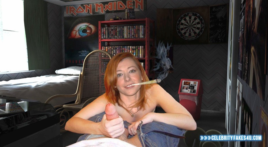 Alyson Hannigan Fake, Handjob, Homemade, Smoking, Porn