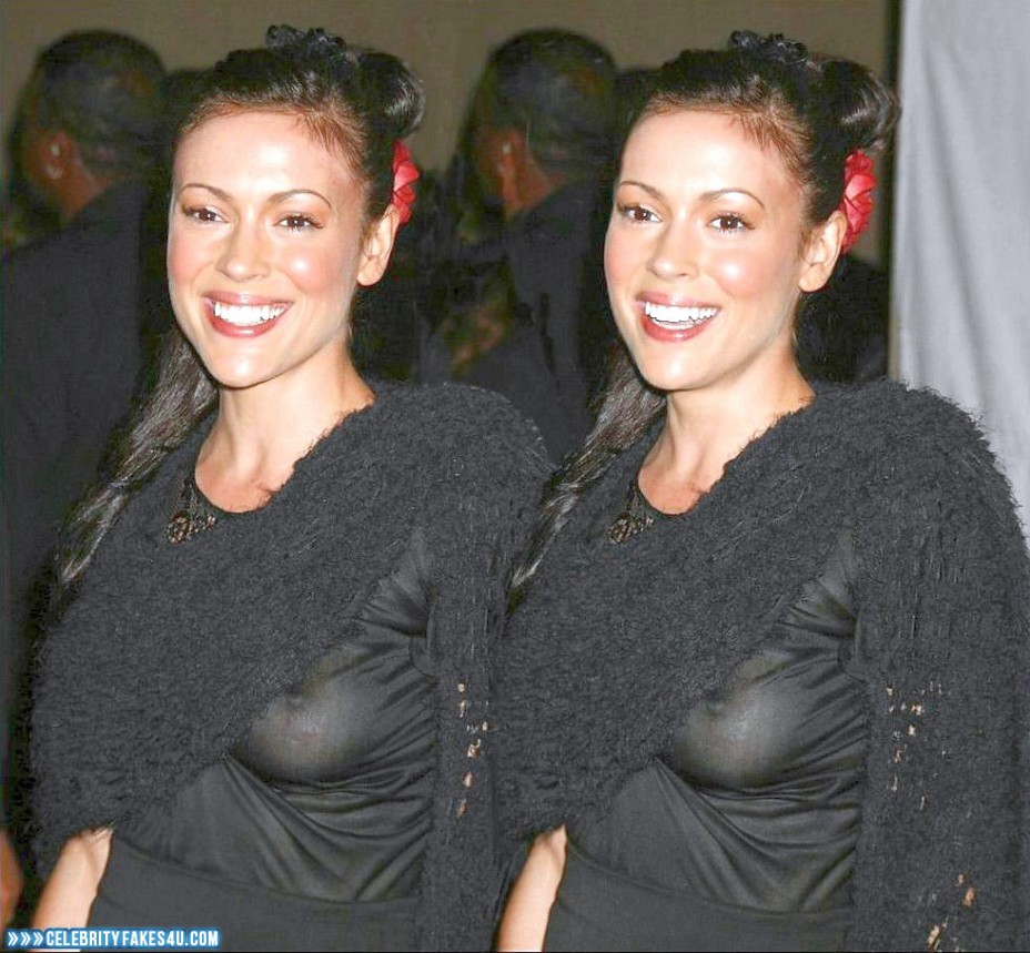 Alyssa Milano Fake, Public, See-Thru, Porn