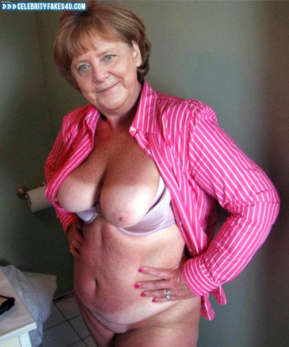 Angela Merkel Fake, Bra, Squeezing Breasts, Tan Lines, Porn