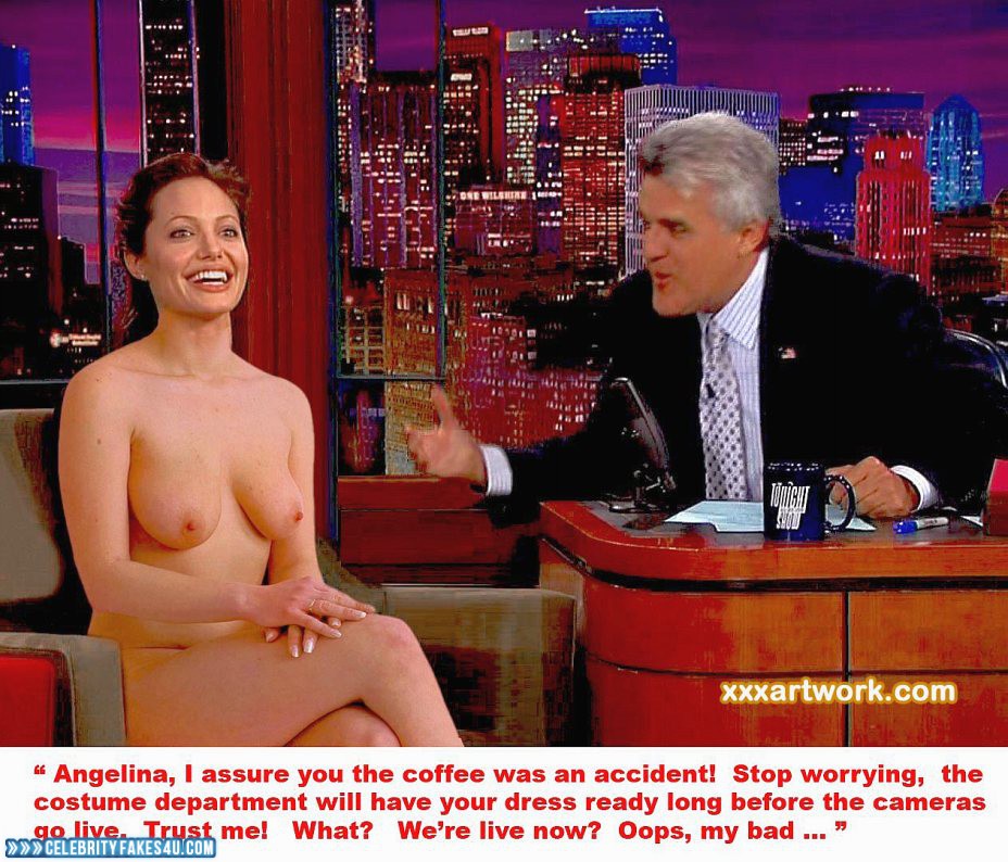 Angelina Jolie Fake, Captioned, Nude, Series, The Tonight Show with Jay Leno, Tits, Porn