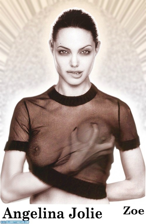 Angelina Jolie Fake, Horny, Nude, See-Thru, Squeezing Breasts, Tits, Porn