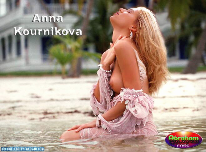 Anna Kournikova Fake, Beach, Squeezing Breasts, Porn