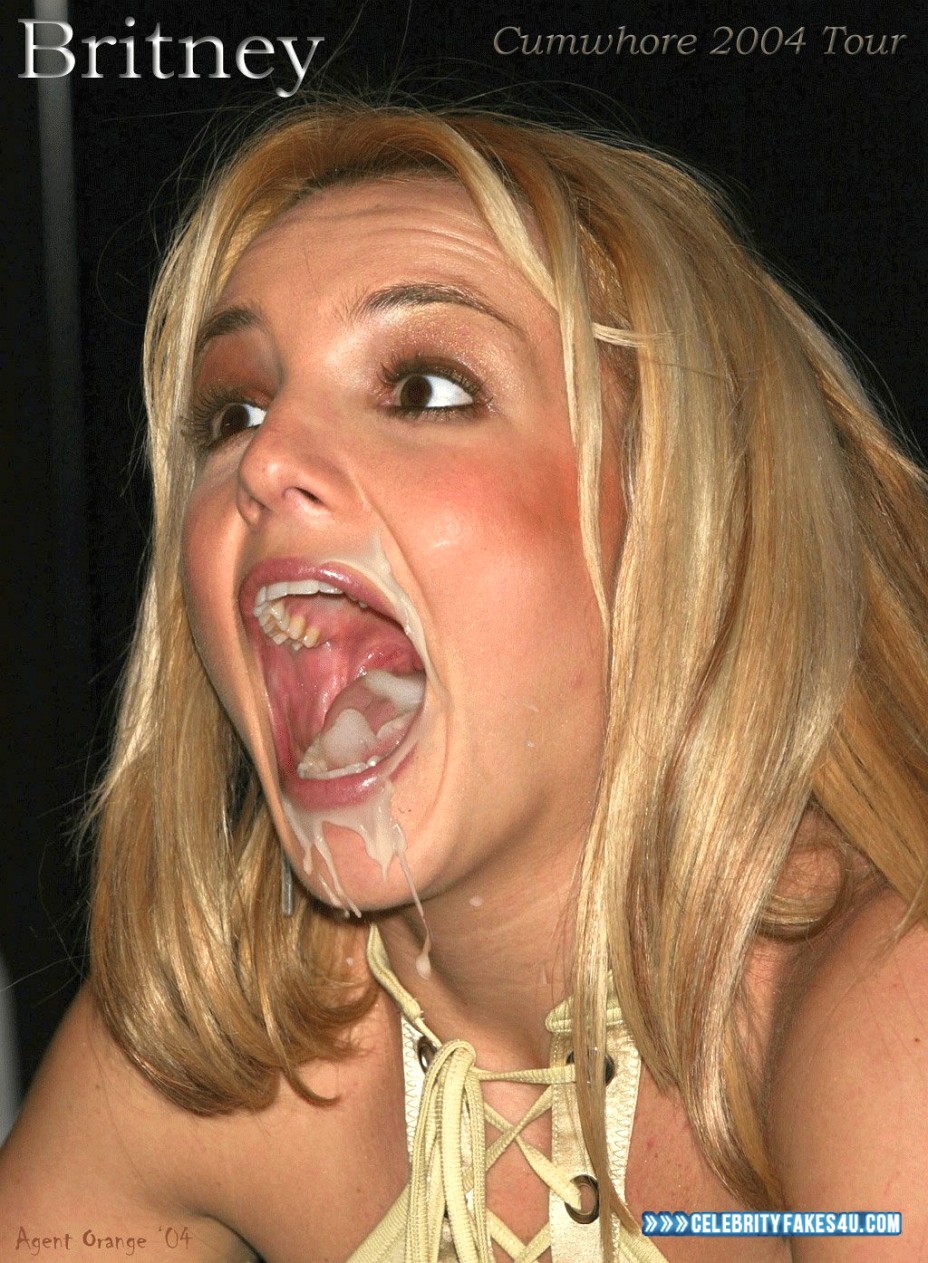 Britney Spears Fake, Cum Facial, Swallowing Cum, Porn