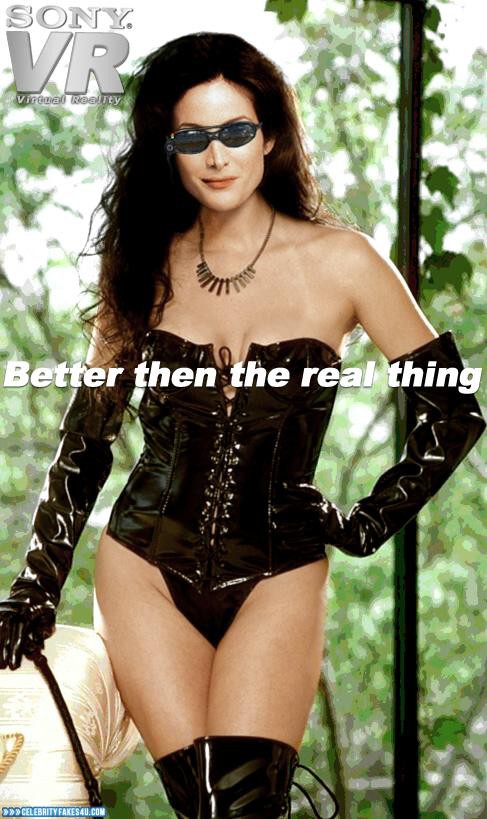 Carrie Anne Moss Fake, BDSM, Dominatrix, Glasses, Horny, Hot Outfit, Porn