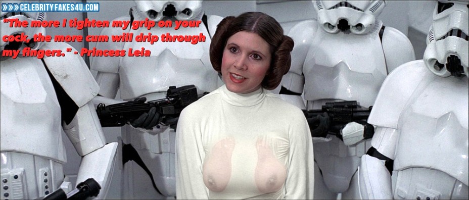 Carrie Fisher Fake, Captioned, See-Thru, Star Wars, Tits, Wet, Porn