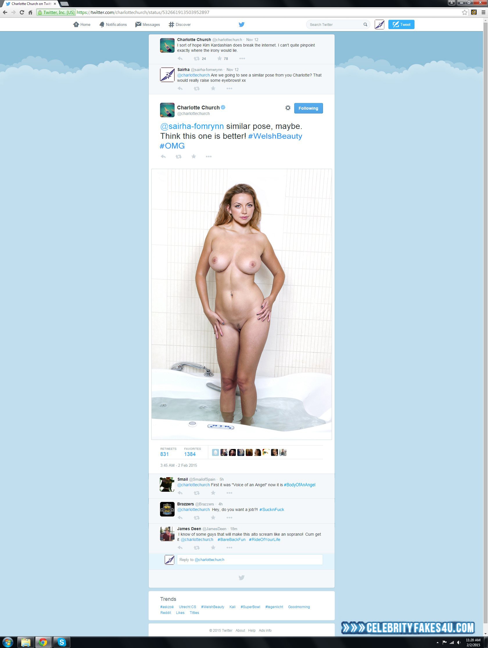 Charlotte Church Fake, Naked Body / Fully Nude, Nude, Public, Tits, Porn