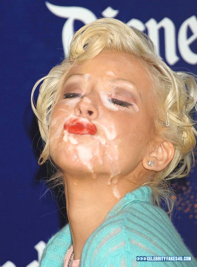 Christina Aguilera Fake, Blonde, Cum Facial, Lipstick, Porn