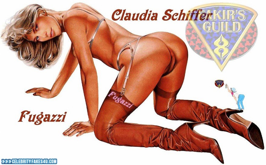 Claudia Schiffer Fake, Ass, Blonde, Cartoon, Horny, Knee-High Boots, Nude, Pussy, Porn