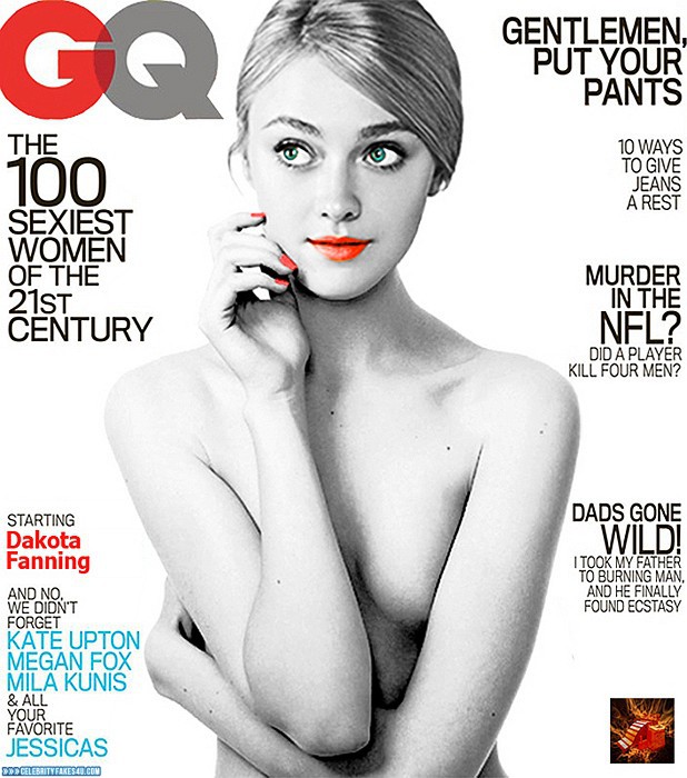 Dakota Fanning Fake, Lipstick, Magazine Cover, Nude, Tits, Porn