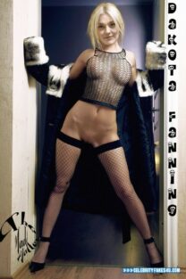 Dakota Fanning Leather Tits Nude Fake 001