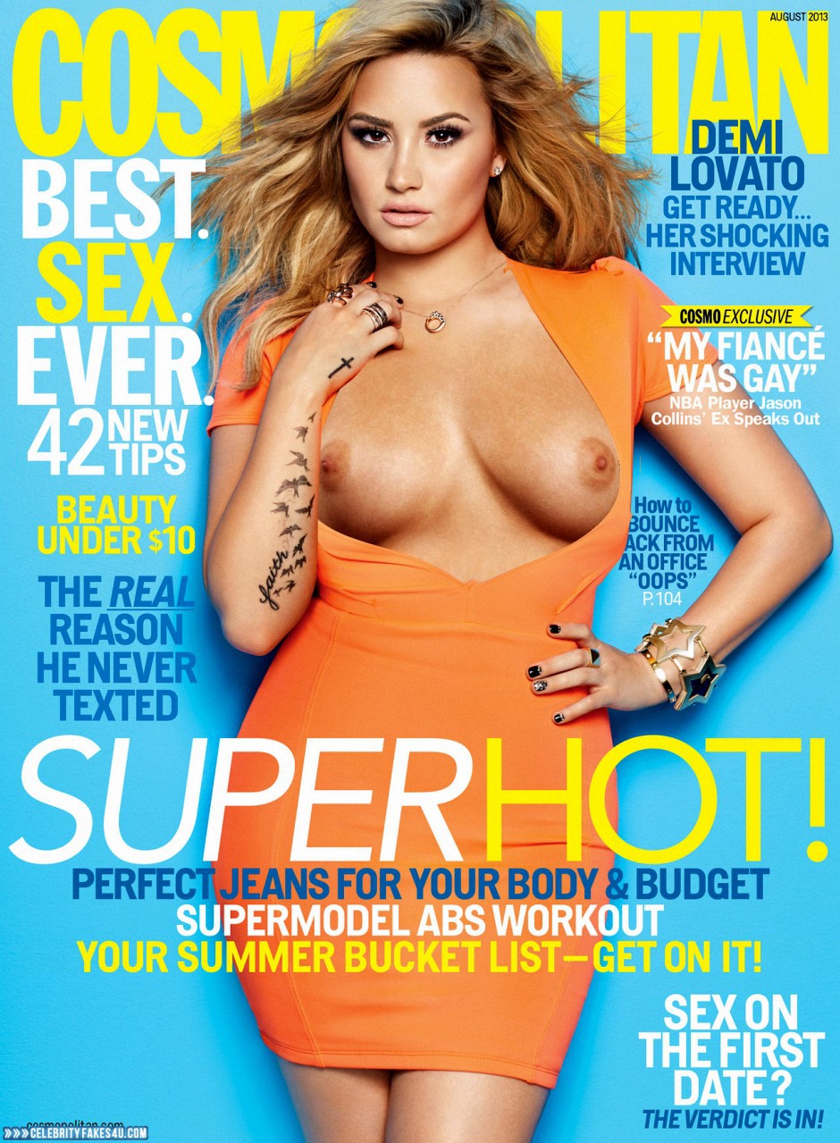 Demi Lovato Fake, Blonde, Magazine Cover, Nude, Tattoos, Tits, Porn