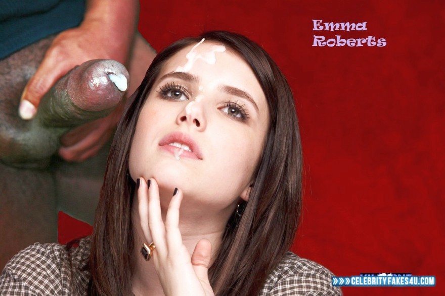 Emma Roberts Fake, Brunette Hair, Cum Facial, Cumshot, Interracial Sex, Sex, Porn