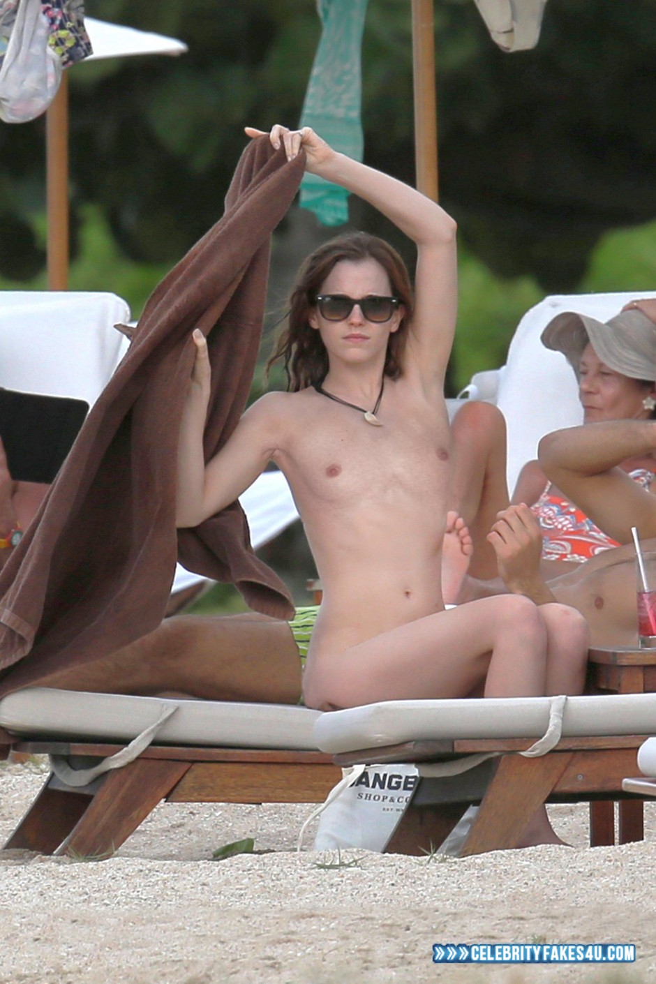 Emma Watson Fake, Beach, Nude, Outdoor, Public, Tits, Porn