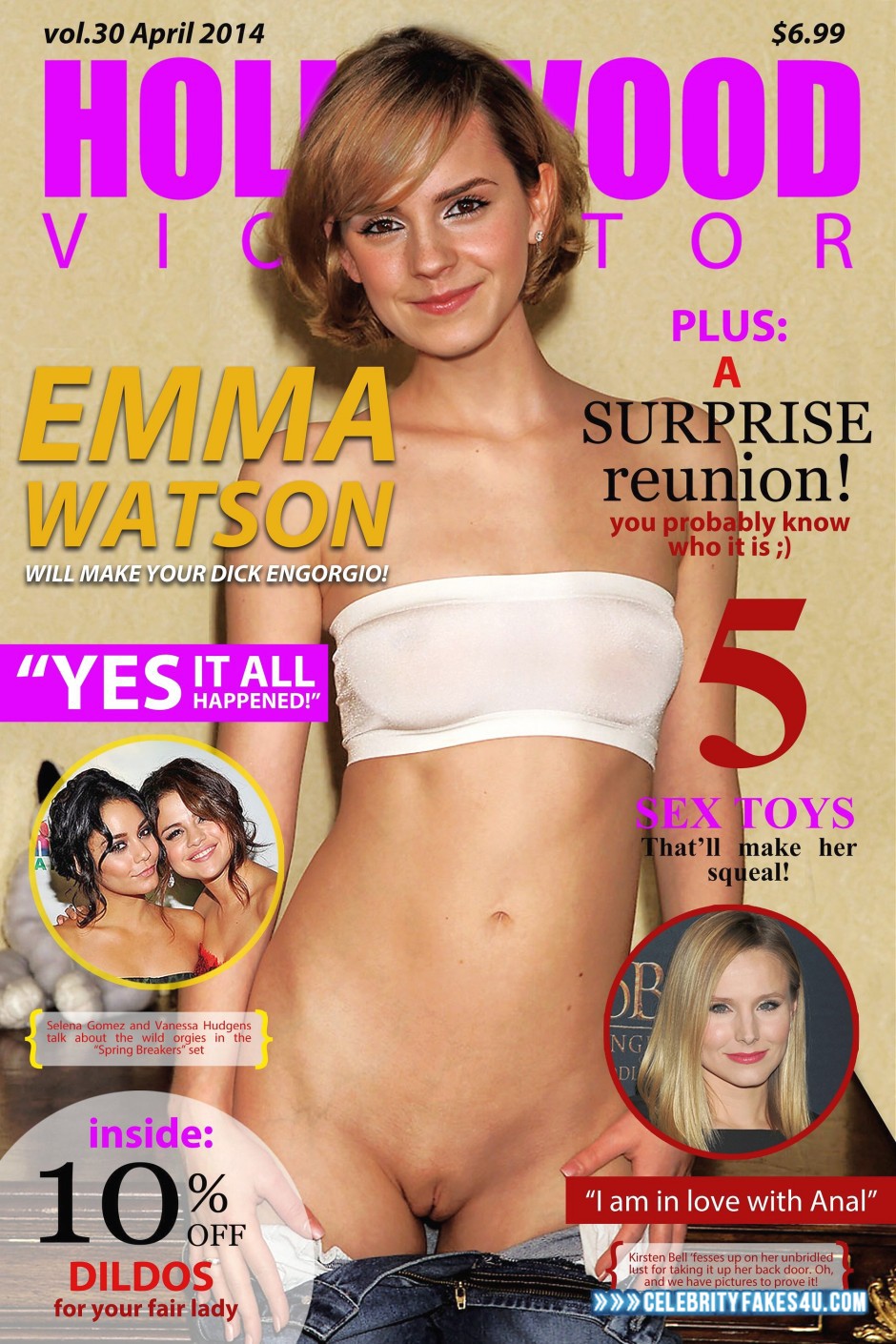 Emma Watson Fake, Camel Toe, Magazine Cover, Nude, Pussy, See-Thru, Tits, Porn