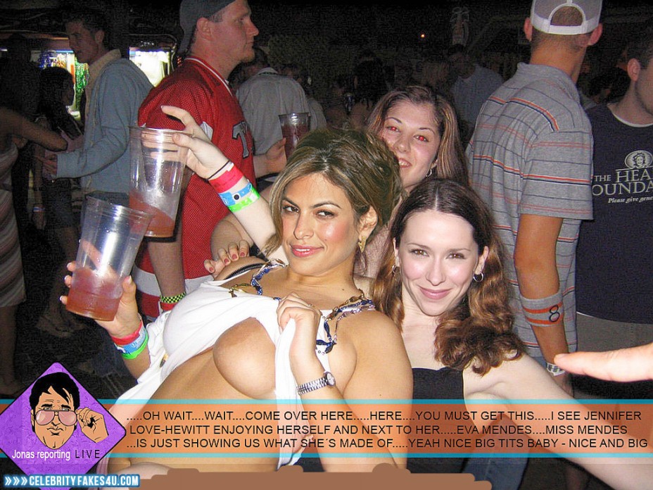 Eva Mendes Fake, Captioned, Flashing Tits, Horny, Public, Porn