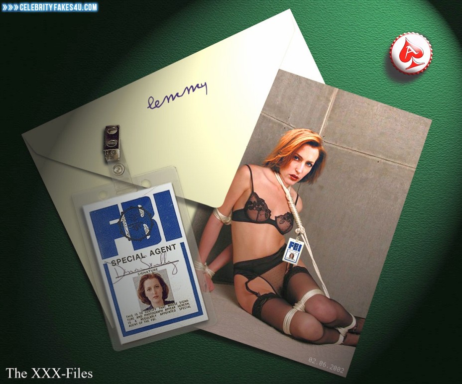 Gillian Anderson Fake, Bondage, Bra, Lingerie, Stockings, The X-Files (TV Series), Porn