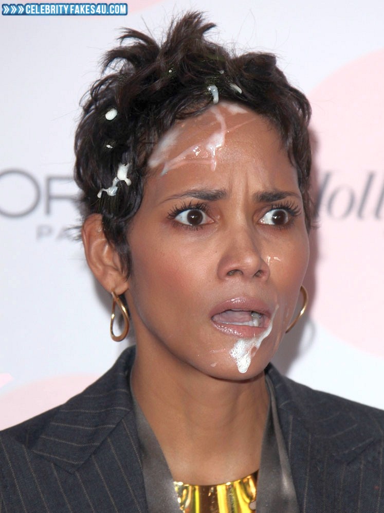 Halle Berry Fake, Cum Facial, Cumshot, Porn