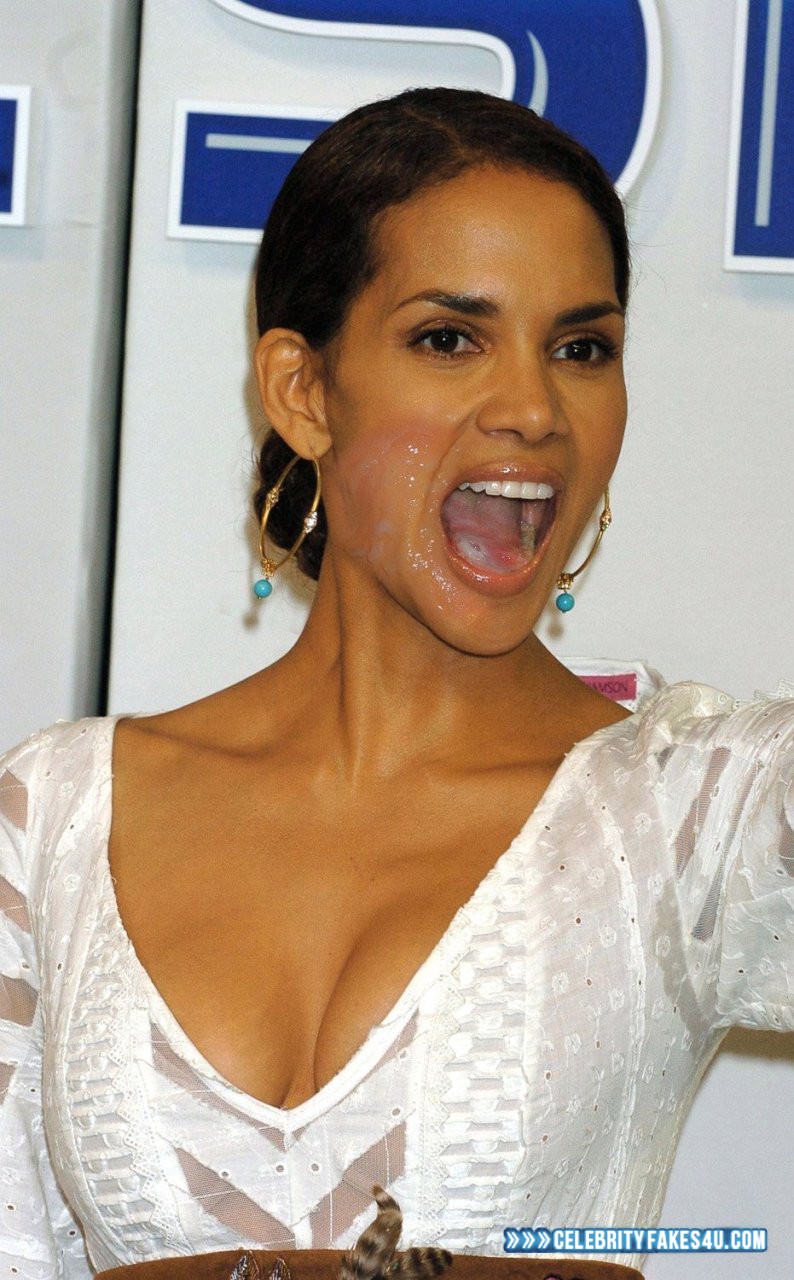 Halle Berry Fake, Cum Facial, Cumshot, Swallowing Cum, Porn