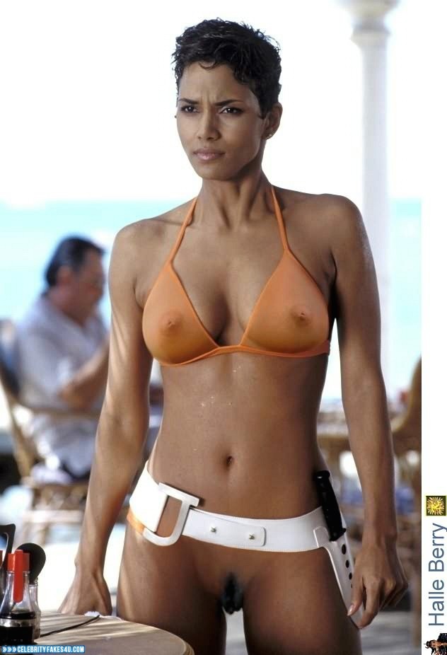 Halle Berry Fake, Bikini, Nipple Pokies, Nude, Pantiless, Public, See-Thru, Tits, Porn