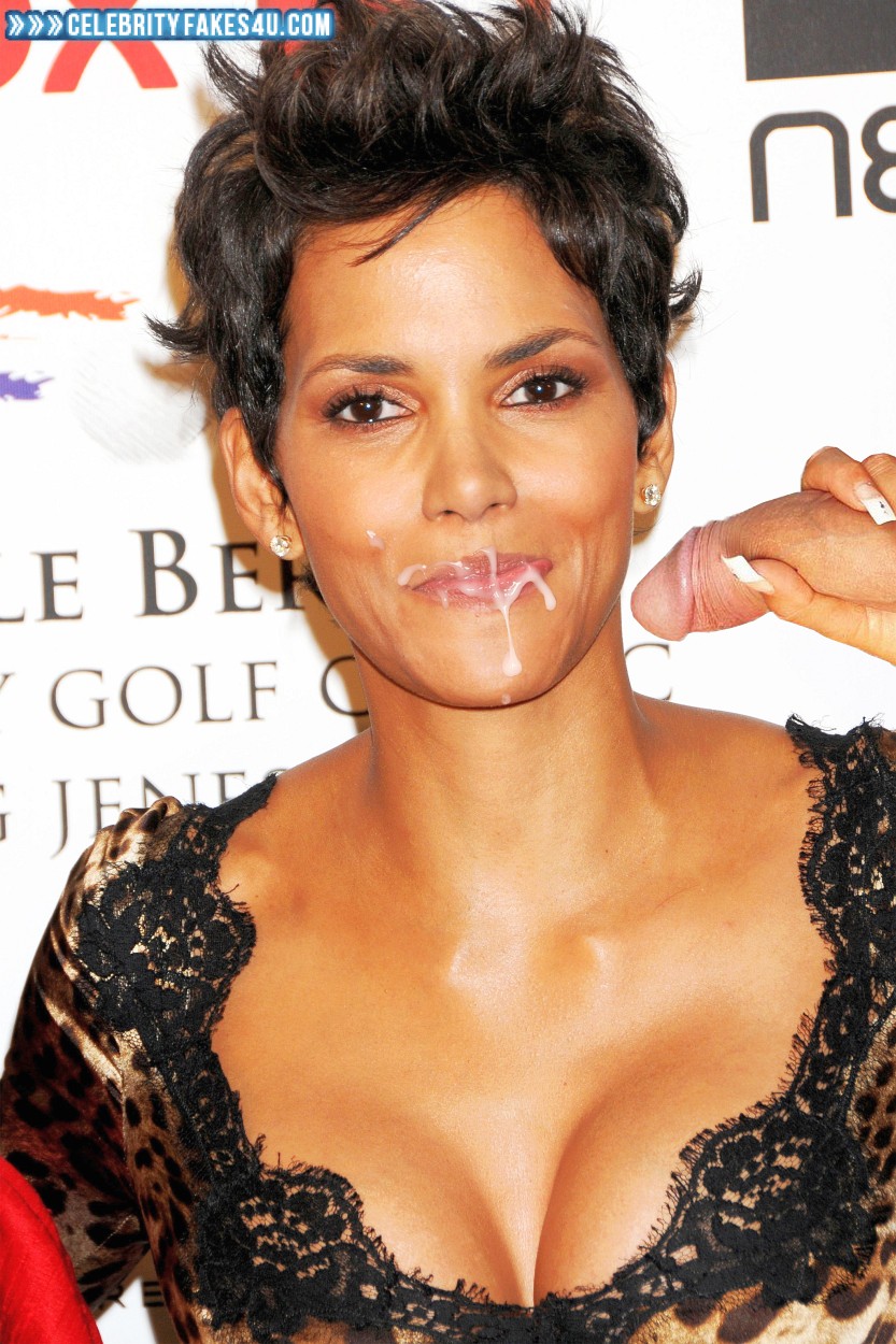 Halle Berry Fake, Cum Facial, Cumshot, Handjob, Sex, Porn