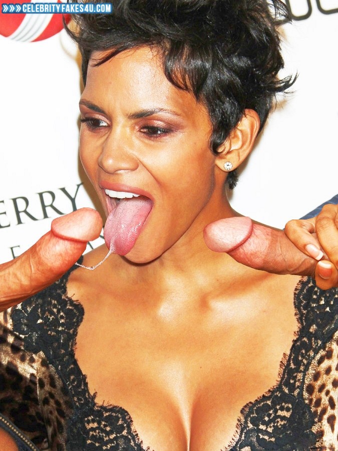 Halle Berry Fake, Cumshot, Handjob, Licking Cum, Sex, Porn