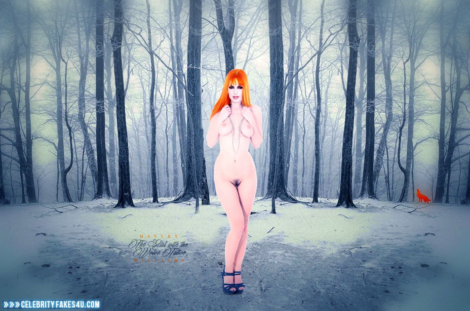Hayley Williams Fake, Heels, Naked Body / Fully Nude, Outdoor, Sexy Legs, Squeezing Breasts, Porn
