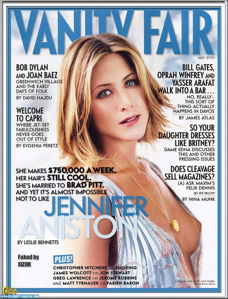 Jennifer Aniston Fake, Magazine Cover, Nip Slip, Tits, Porn