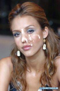 Jessica Alba Cumshot Facial 002