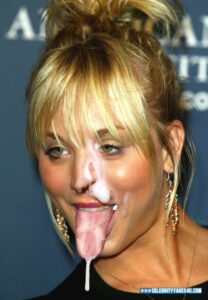 Kaley Cuoco Cum Facial Licking Cumslut Porn Fake 001