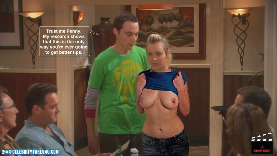 Kaley Cuoco Fake, Big Bang Theory, Blonde, Captioned, Flashing Tits, Series, Tits, Porn