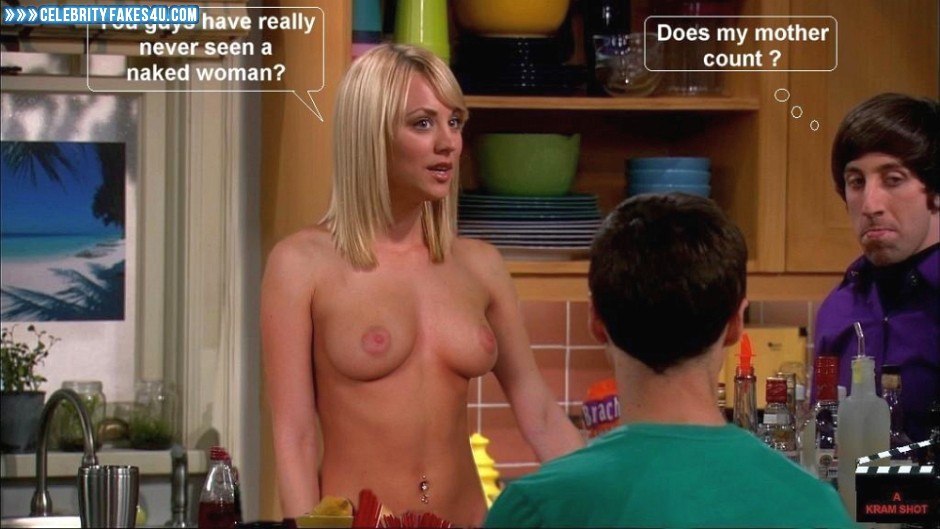 Kaley Cuoco Fake, Big Bang Theory, Blonde, Captioned, Series, Tits, Topless, Porn