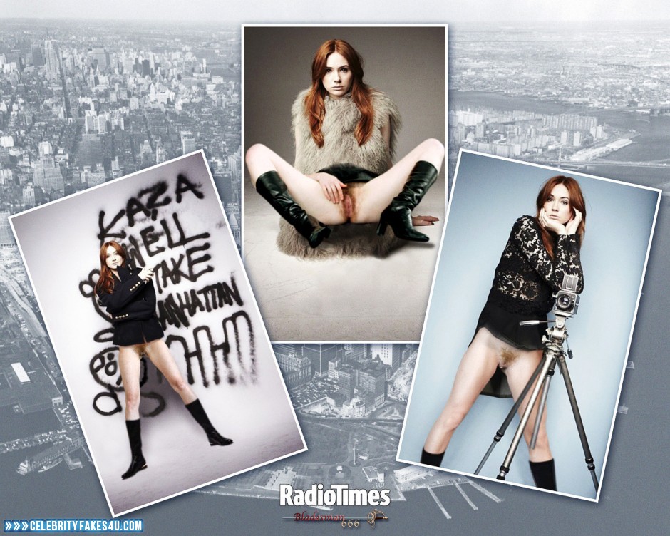 Karen Gillan Fake, Knee-High Boots, Legs Spread, Pussy, Porn