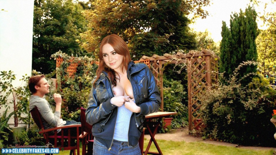 Karen Gillan Fake, Flashing Tits, Horny, Outdoor, Readhead, Tits, Porn