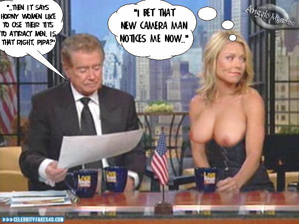 Kelly Ripa Fake, Captioned, Live with Regis and Kelly (Morning Talk Show), Tits, Porn