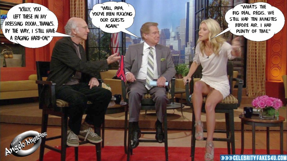 Kelly Ripa Fake, Captioned, Live with Regis and Kelly (Morning Talk Show), Pantiless, Upskirt, Porn