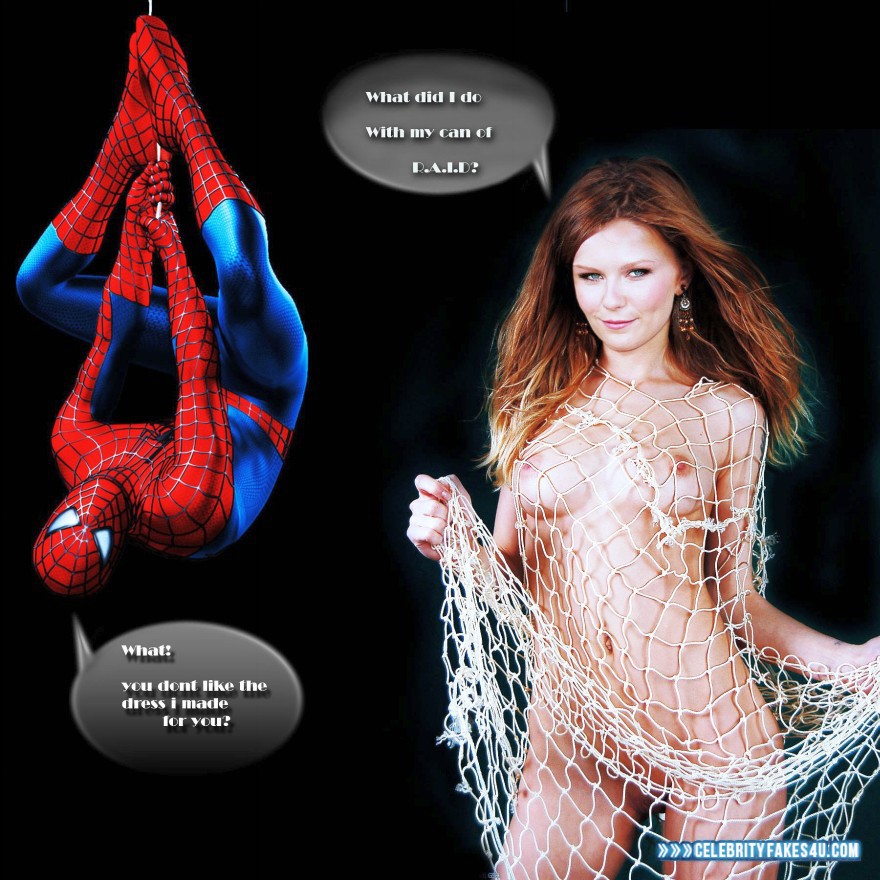 Kirsten Dunst Fake, Brunette Hair, Captioned, Fishnet Stockings, Horny, Nude, Series, Spider-Man, Tits, Porn