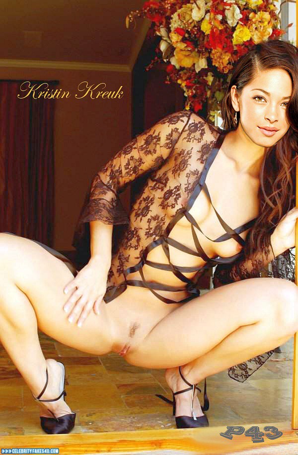 Kristin Kreuk Fake, Legs Spread, Pantiless, Tits, Porn