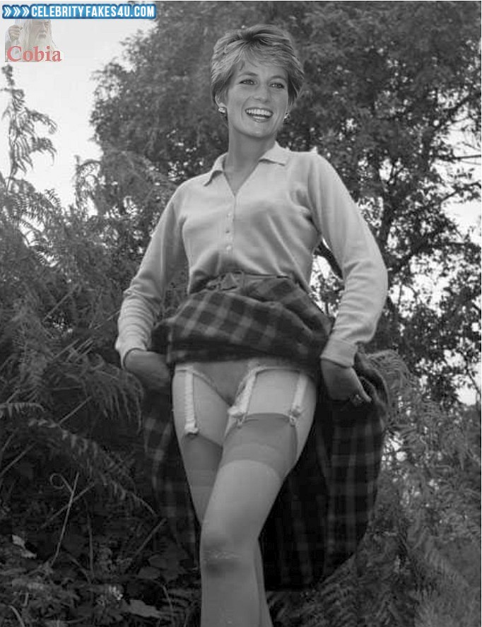 Lady Diana Fake, Pantiless, Stockings, Upskirt, Porn
