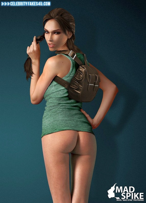 Lara Croft Fake, Ass, Pantiless, Porn