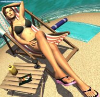 Lara Croft Bikini Beach 001