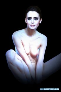 Lily Collins Tits Nsfw Fake 001