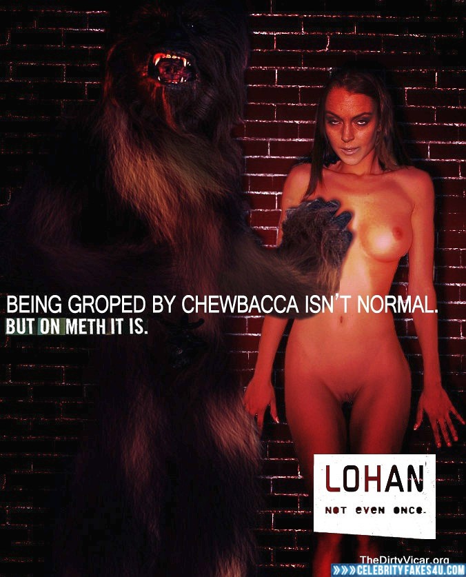 Lindsay Lohan Fake, Horny, Naked Body / Fully Nude, Squeezing Breasts, Porn