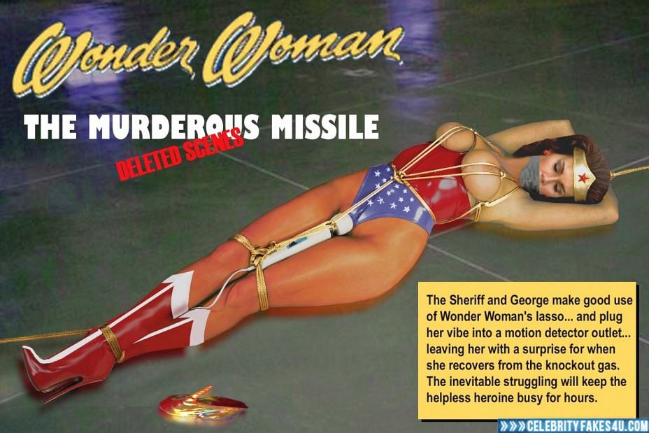 Lynda Carter Fake, Captioned, Mouth Gagged, Rope Bondage, Sexy Legs, Very Nice Tits, Wonder Woman, Porn