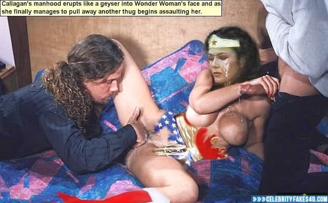 Lynda Carter Fake, Captioned, Handjob, Pussy Fingering, Threesome, Wonder Woman, Porn