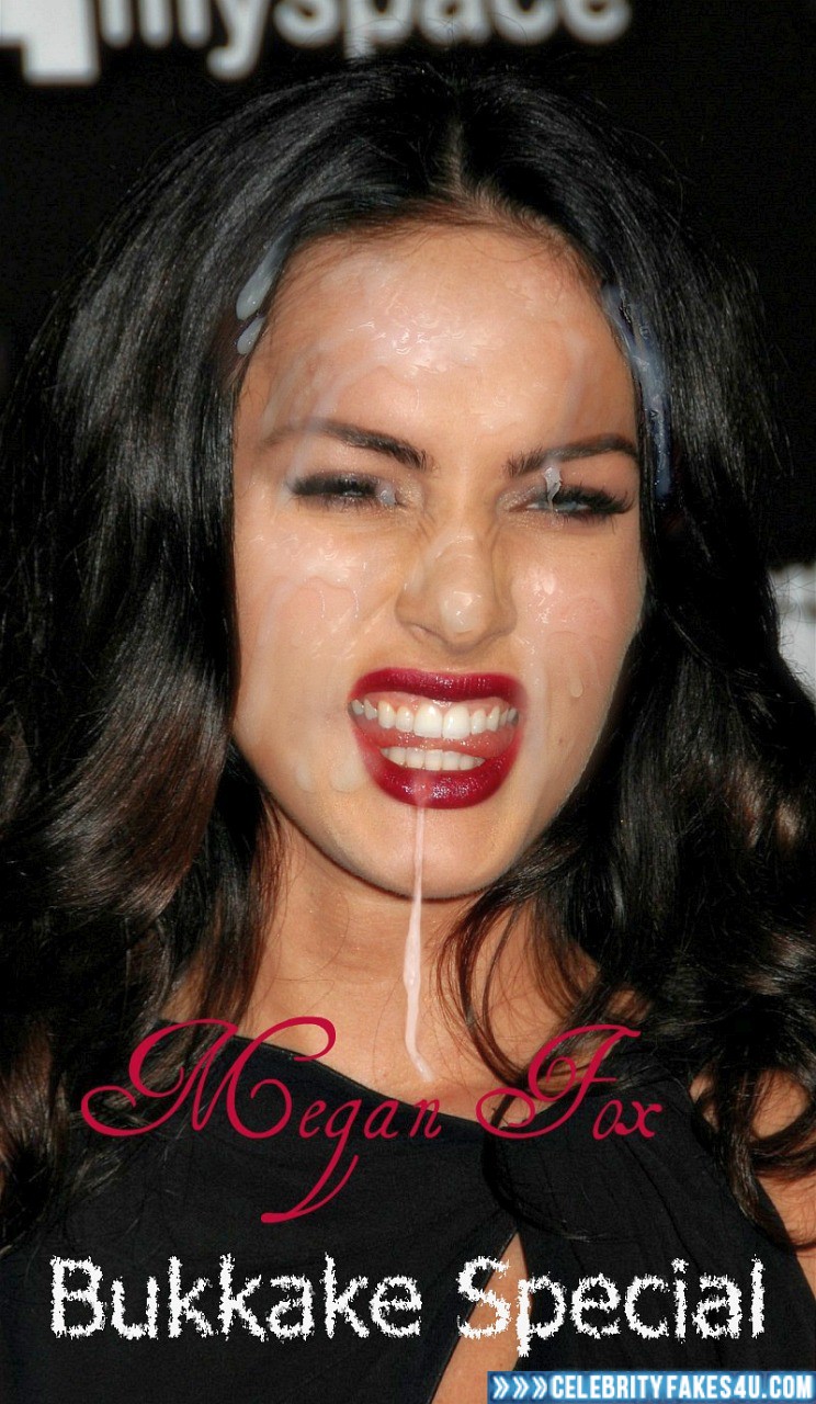 Megan Fox Fake, Cum Facial, Cumshot, Licking Cum, Lipstick, Porn