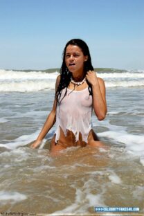 Michelle Rodriguez Beach See Thru Porn Fake 001