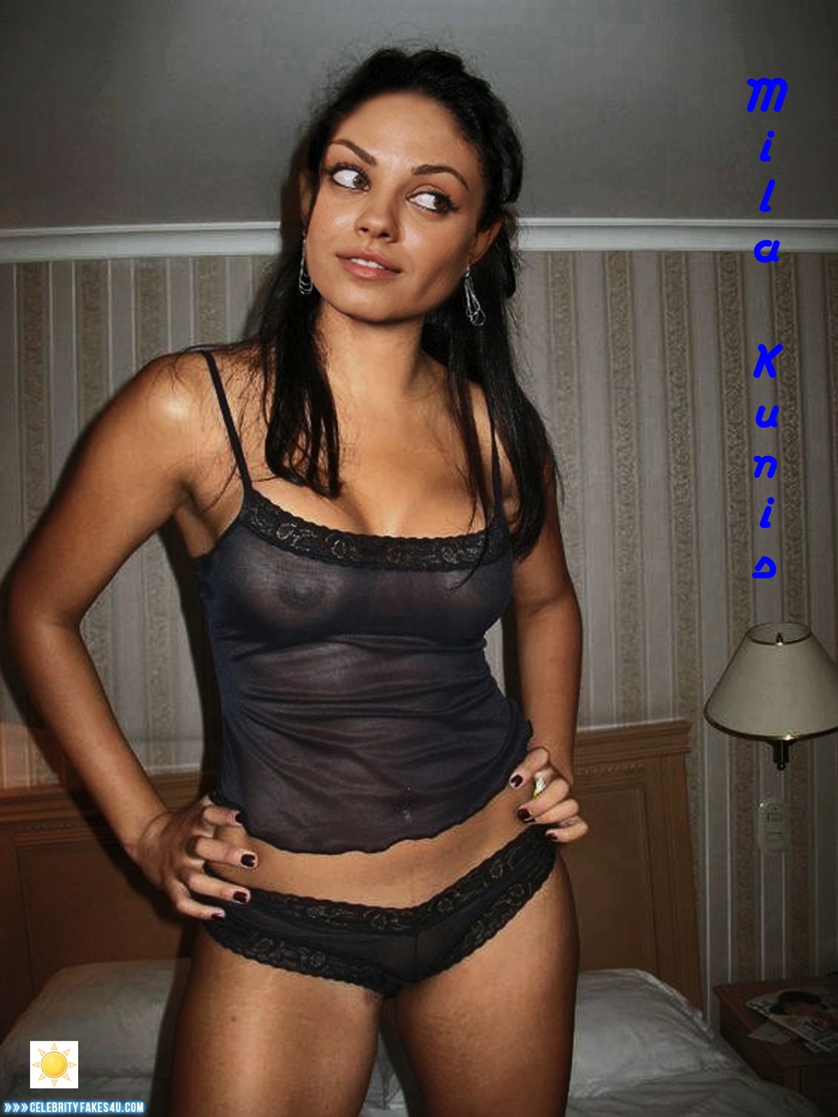 Mila Kunis Fake, Homemade, Lingerie, Nude, Panties, See-Thru, Tits, Very Nice Tits, Porn